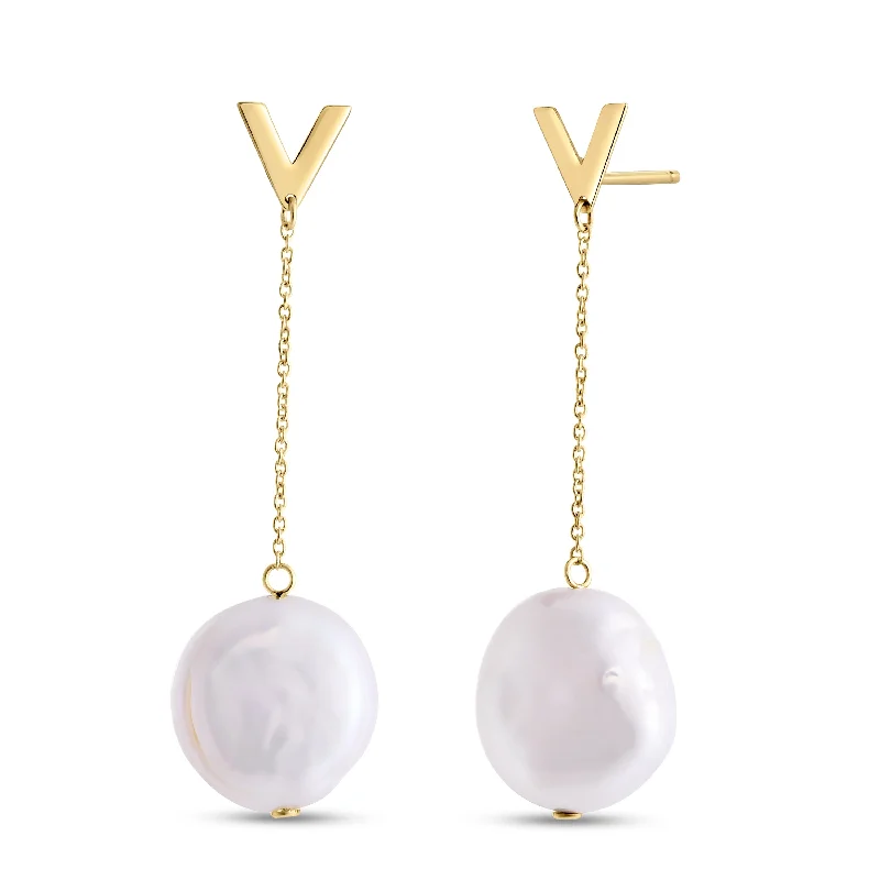 Ladies earrings poise shine -14K Tesoro Pearl Drop Earrings