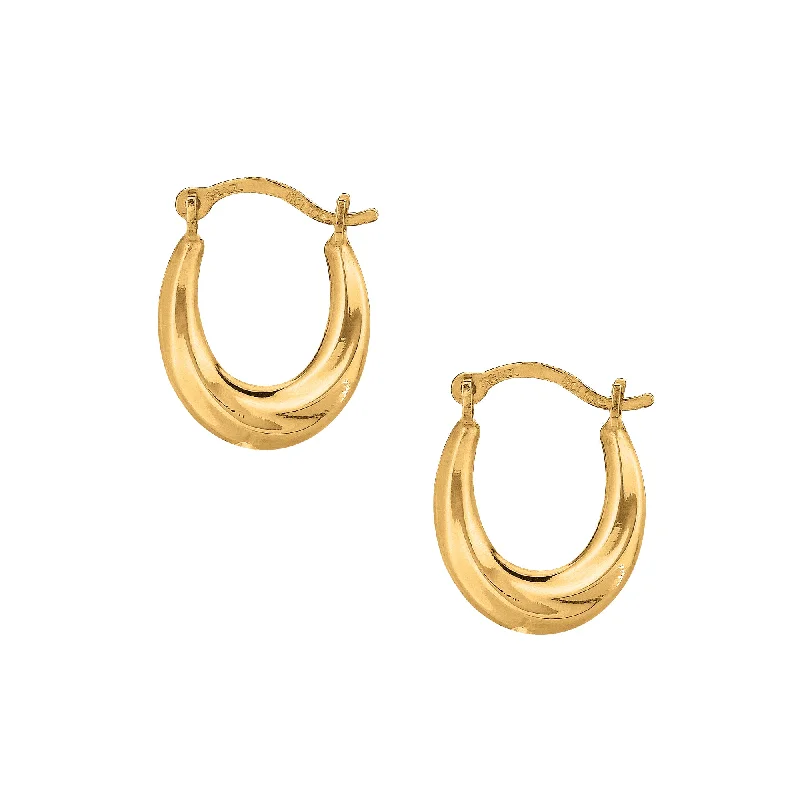 Ladies earrings cut price shine -10K Gold Mini Oval Hoop Earring