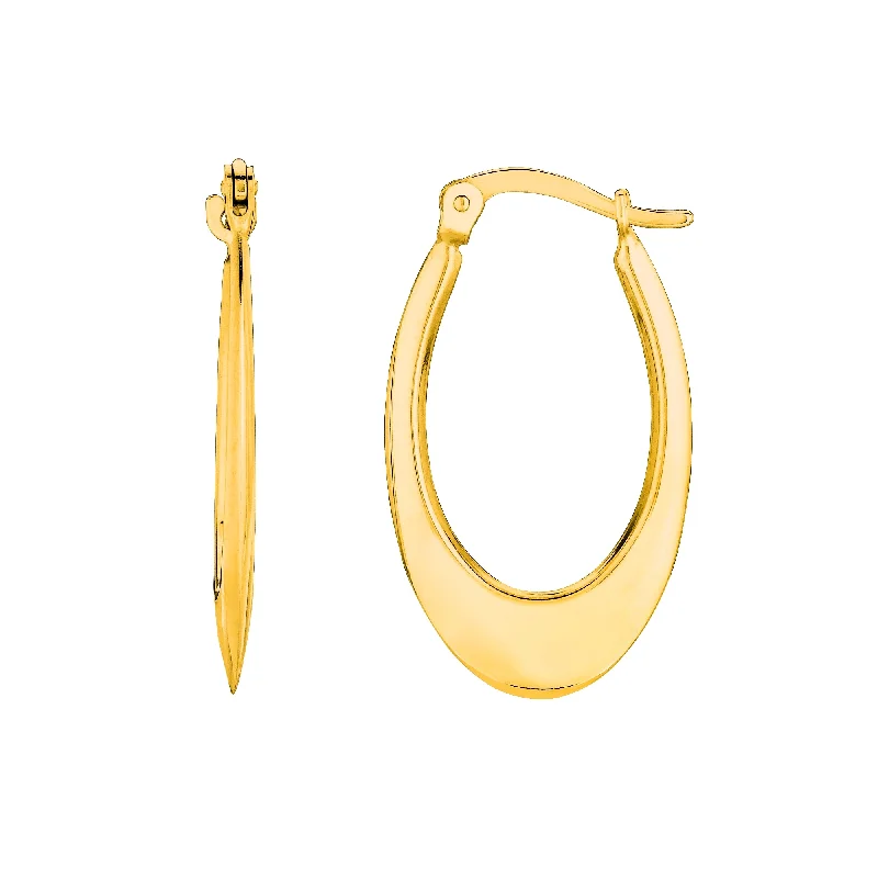 Ladies earrings regal cut studs -14K Gold Polished Graduated Oval Back to Back Hoop Earring