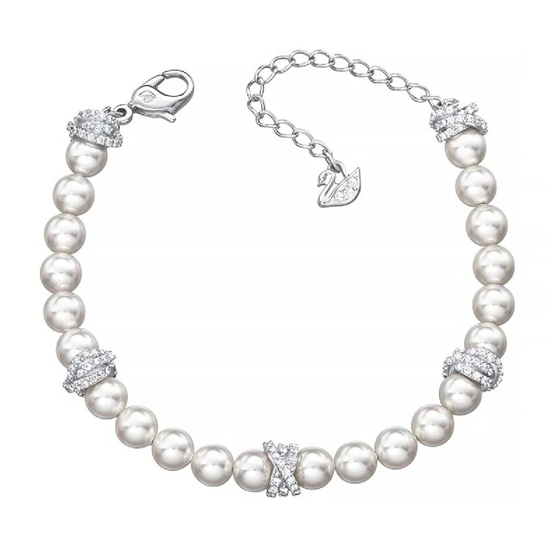 ladies bracelets designer-Swarovski Women's Bracelet - Originally White Pearl Rhodium Plated | 5466878