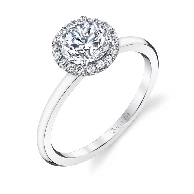 Ladies engagement rings bare glow -Sylvie Classic Round Halo Engagement Ring S1993-RB