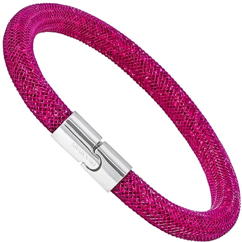 ladies bracelets cuff-Swarovski Women's Bracelet - Stardust Fuchsia Nylon Fishnet Tube Medium | 5092091