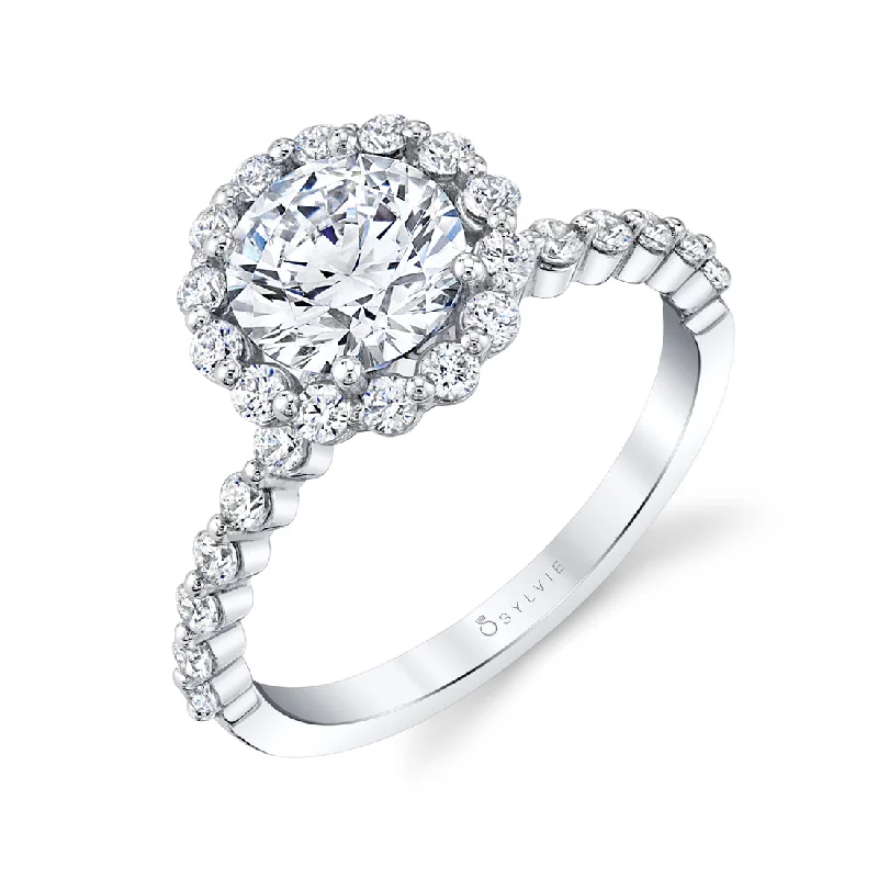 Ladies engagement rings ray charm -Sylvie Round Halo Engagement Ring S1P14-RB