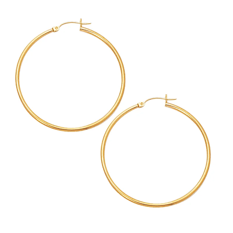 Ladies earrings warm radiance -10K Gold 2x45mm Hoop Earring