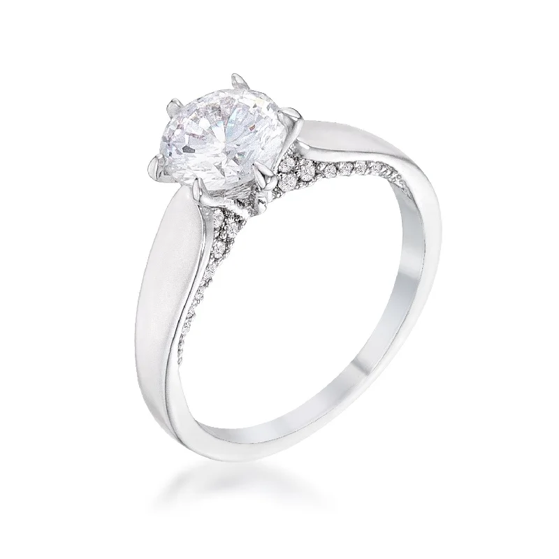 Ladies engagement rings nuptial shine -Afron Contemporary CZ Solitaire Engagement Ring | 1.8ct