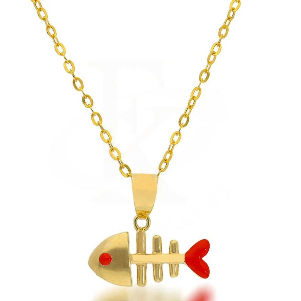 ladies necklaces seasonal design-Gold Necklace (Chain with Fishbone Pendant) 18KT - FKJNKL18K2029