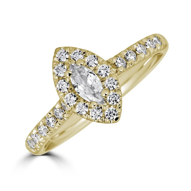 Ladies rings eternal sparkle -JULEVE 14KT GOLD 1/2 CTW DIAMOND MARQUISE HALO RING