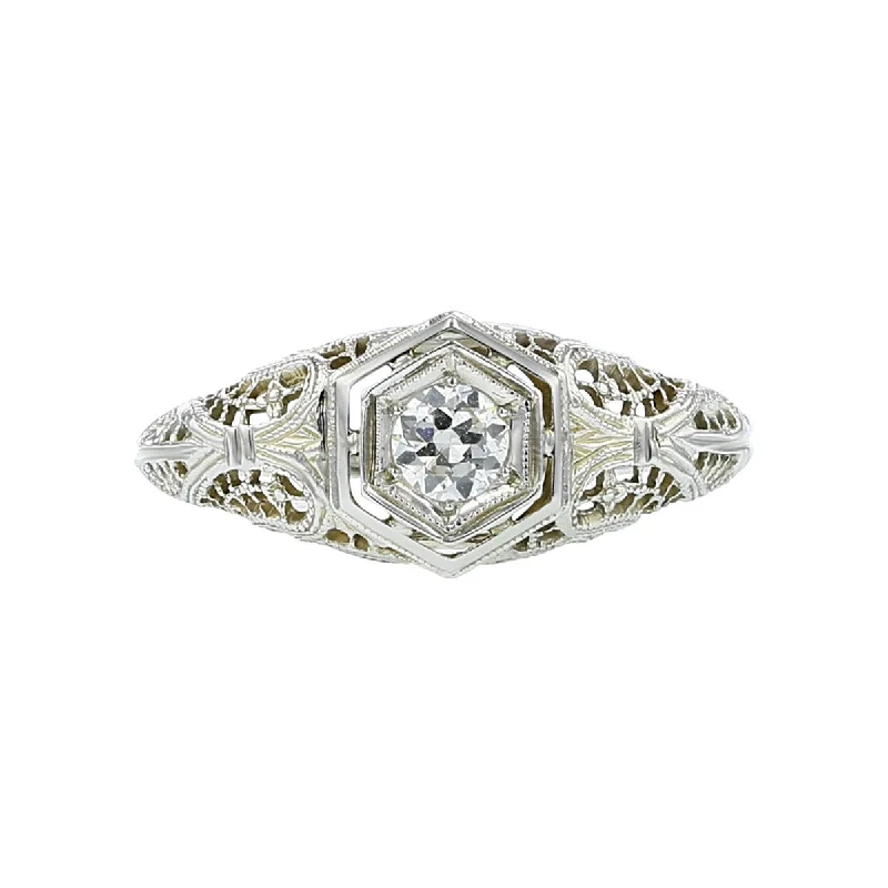 Ladies engagement rings bare glow -Edwardian Filigree Milgrain Diamond Engagement Ring