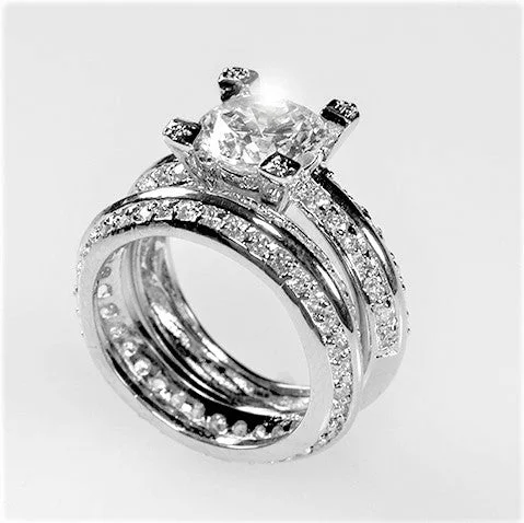 Ladies engagement rings time shine -Isabel 2.5ct Round Vintage Engagement Ring Set | 7.5ct