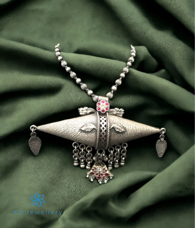 ladies necklaces best-The Vishak Silver Antique Taweez Necklace