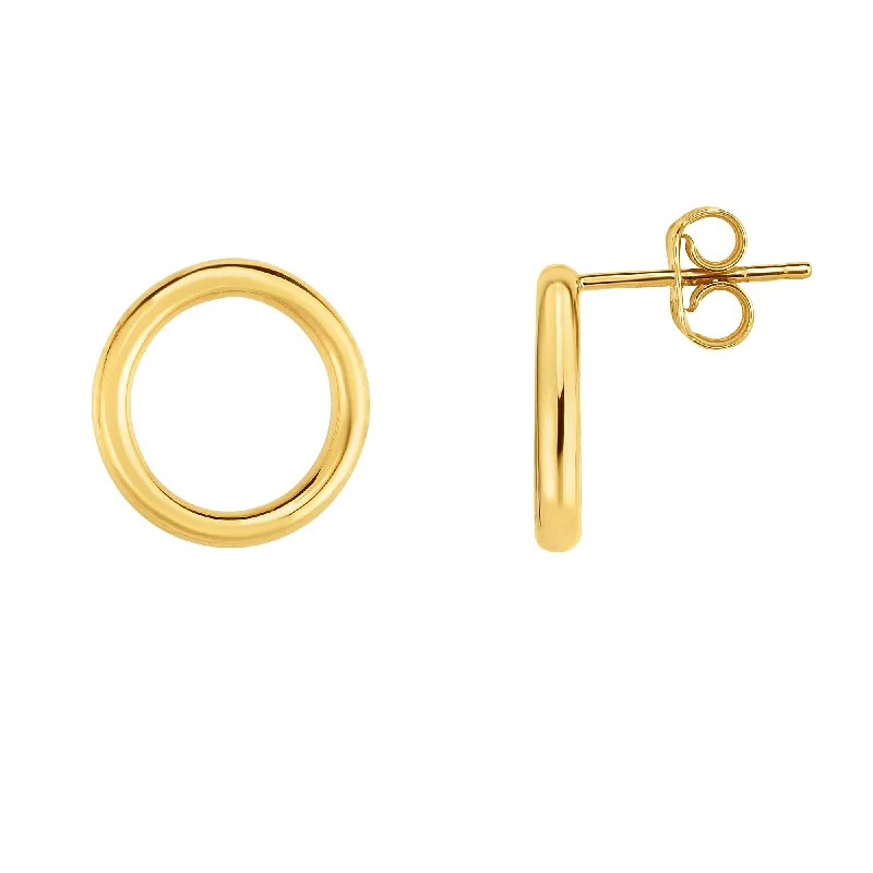 Ladies earrings rim glow -14K Gold Open Circle Stud Earring