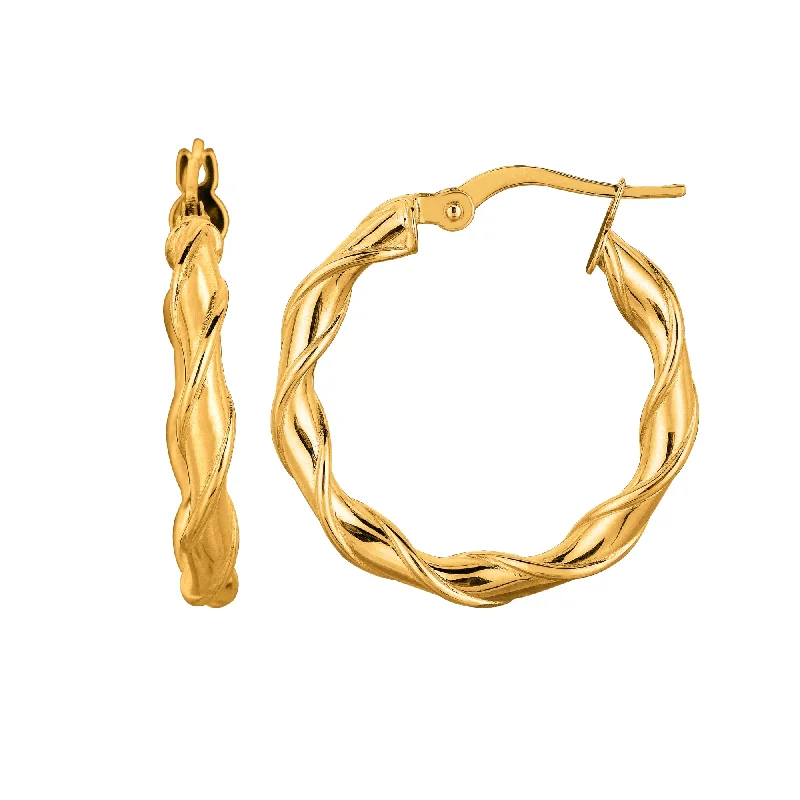 Ladies earrings sand glow -14K Gold 20mm Twist Hoop Earring