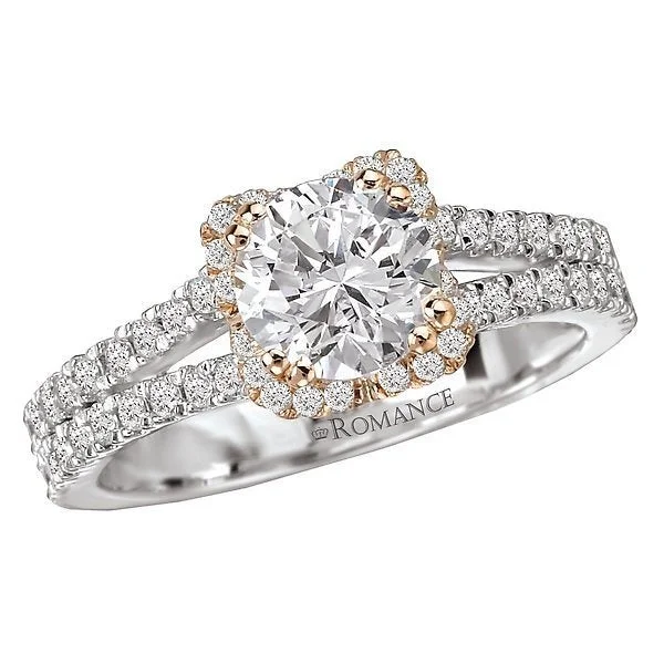 Ladies rings calm radiance -14KT GOLD 1.50 CTW DIAMOND SPLIT V-SHANK HALO RING