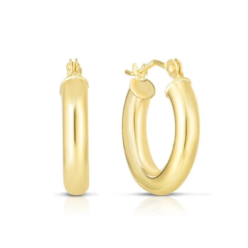 Ladies earrings ice glow -10K Gold 3x15mm Hoop Earring