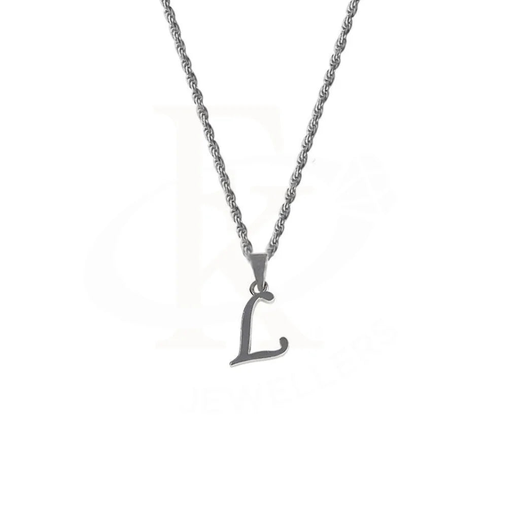 ladies necklaces diamond-Sterling Silver 925 Necklace (Chain with L for Love Alphabet Pendant) - FKJNKL1696