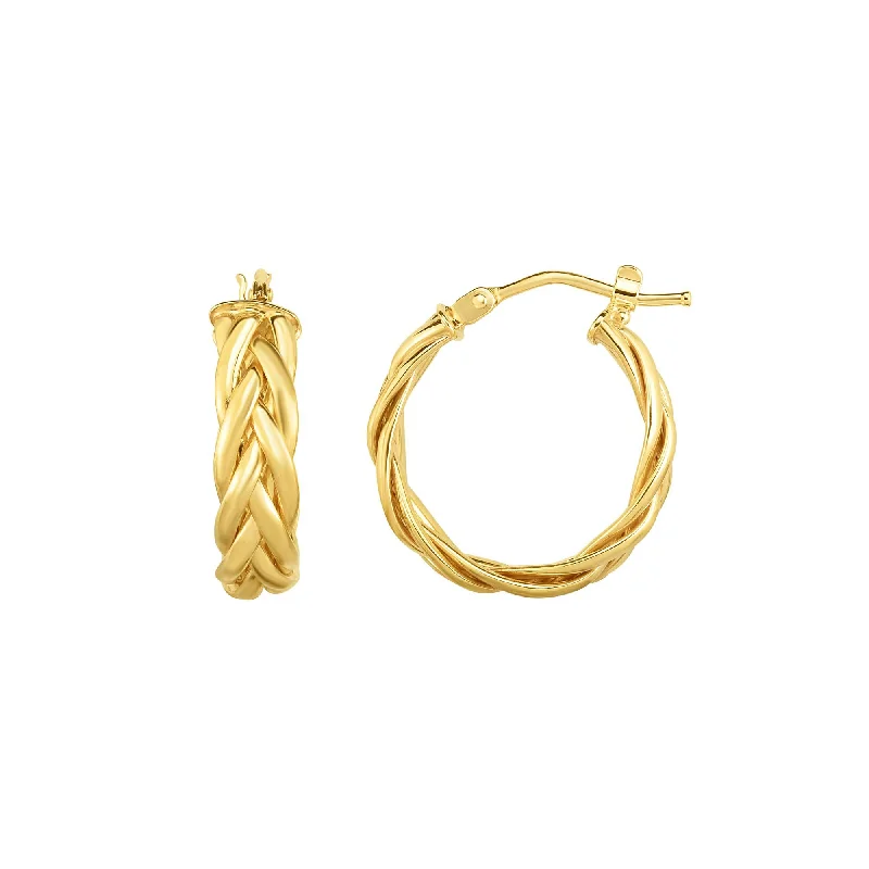 Ladies earrings clan charm -14K Gold Weave Hoop Earring