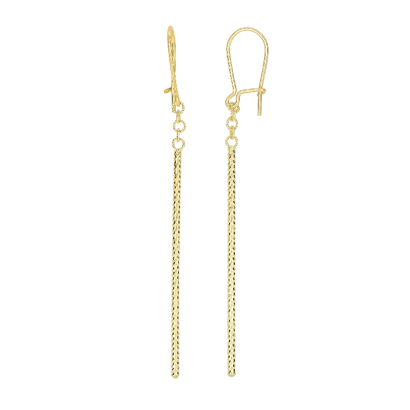 Ladies earrings infinite radiance -14K Gold Diamond Cut Bar Linear Drop Earring