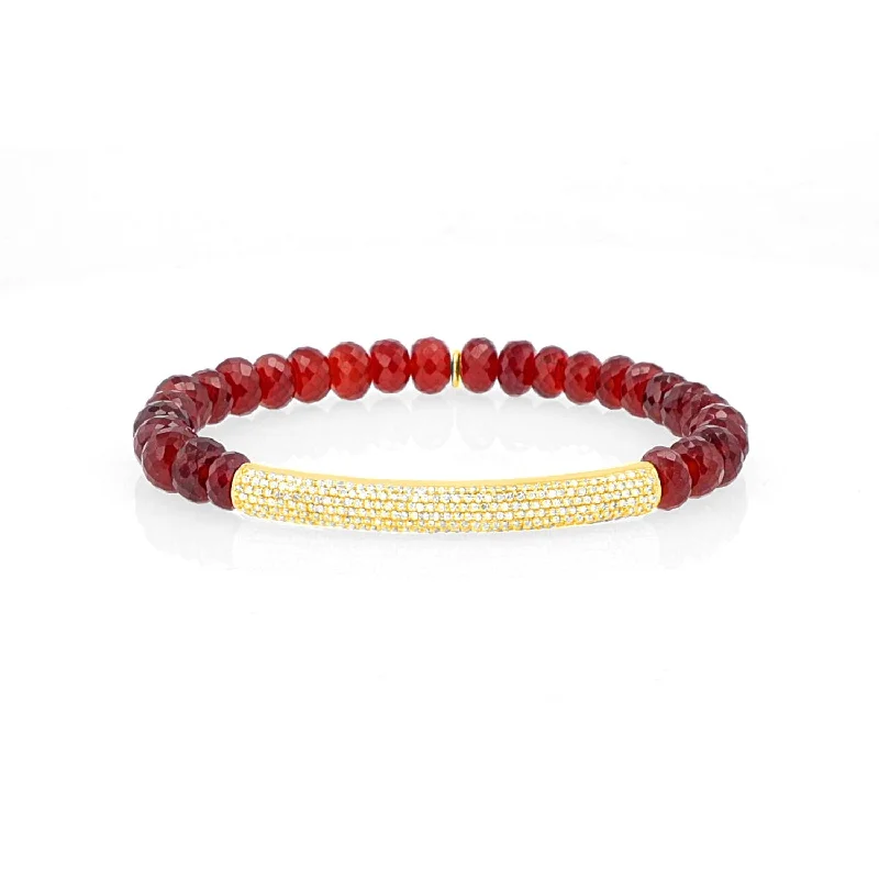 ladies bracelets mixed metal-14k Hessonite Garnet Bracelet with Diamond Bar BG000960