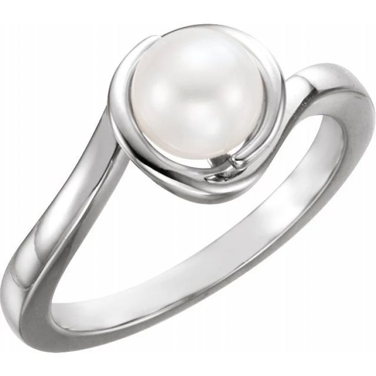 Ladies rings fate charm -Sterling Silver Cultured White Freshwater Pearl Ring