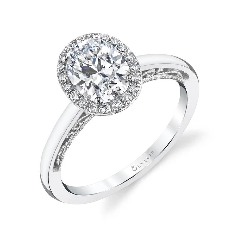 Ladies engagement rings hope charm -Sylvie Halo Engagement Ring S2133