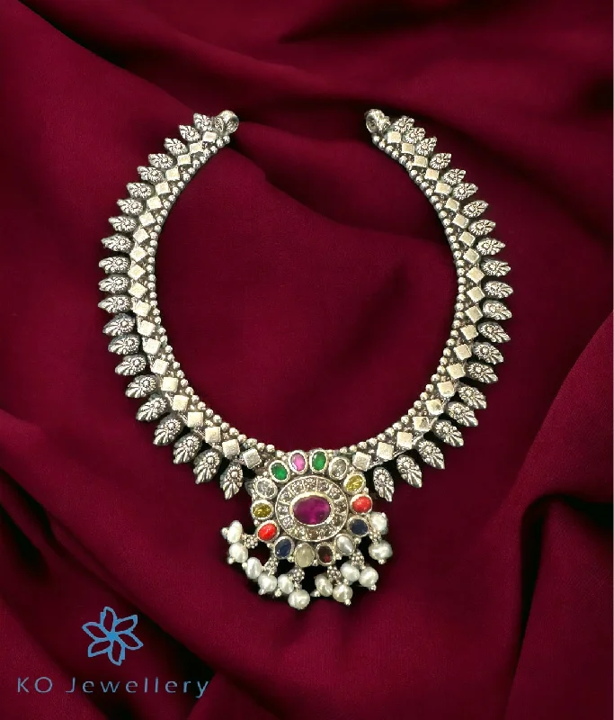 ladies necklaces kay-The Aashvi Silver Navratna Necklace