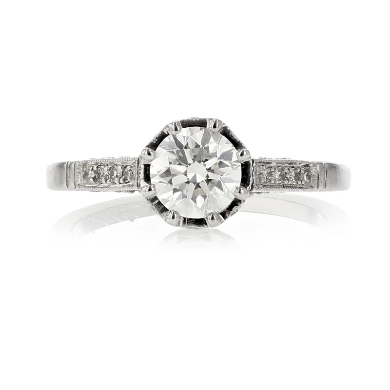 Ladies engagement rings ethical charm -Art Deco Style Diamond Engagement Ring Setting