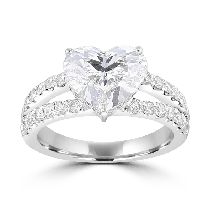 Ladies rings east charm -18KT White Gold 3.84 CTW Diamond Split Shank Hidden Halo Ring