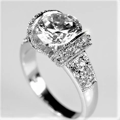 Ladies engagement rings sky glow -Tisha 2ct Round CZ Tension Set Engagement Ring | 3.6ct