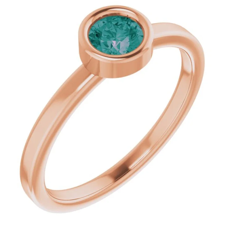 Ladies rings gleam radiance -14K Rose 4.5 mm Lab-Grown Alexandrite Ring