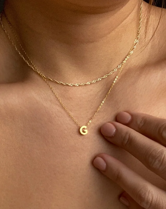 ladies necklaces embossed-G - Alphabet Necklace