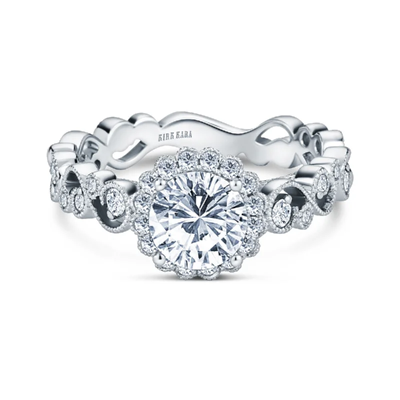 Ladies engagement rings ray charm -Lace Halo Diamond Engagement Ring Setting