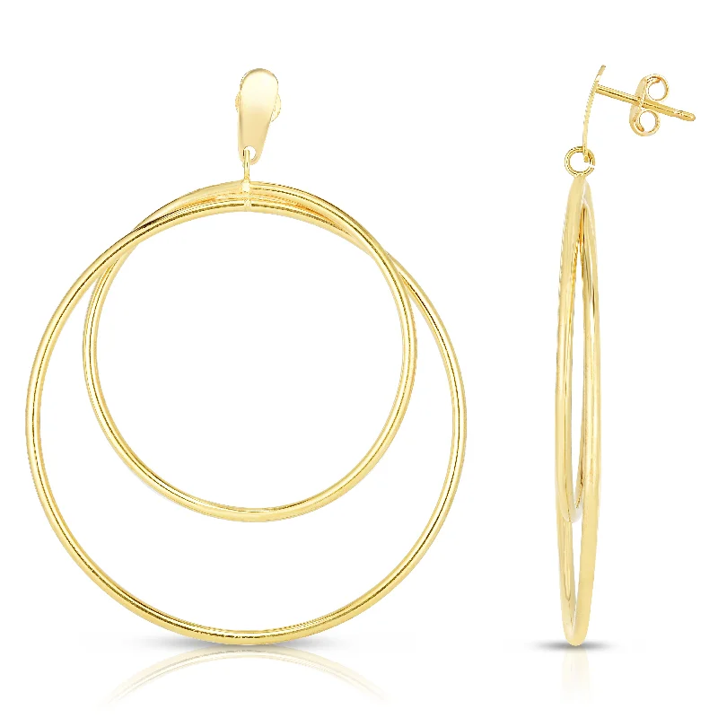 Ladies earrings lab grown sparkle -14K Gold Circular Dangle Earring