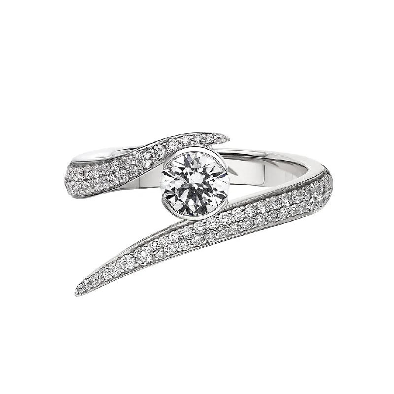 Ladies engagement rings fit glow ring -Interlocking Solitaire50 Engagement Ring - 18ct White Gold & 0.99ct Diamond