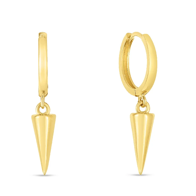 Ladies earrings blend glow -14K Gold Spike Drop Earrings