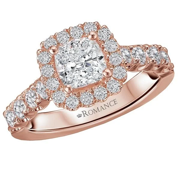 Ladies rings spark shine -14KT GOLD 1.75 CTW DIAMOND MICRO-SET CUSHION HALO RING