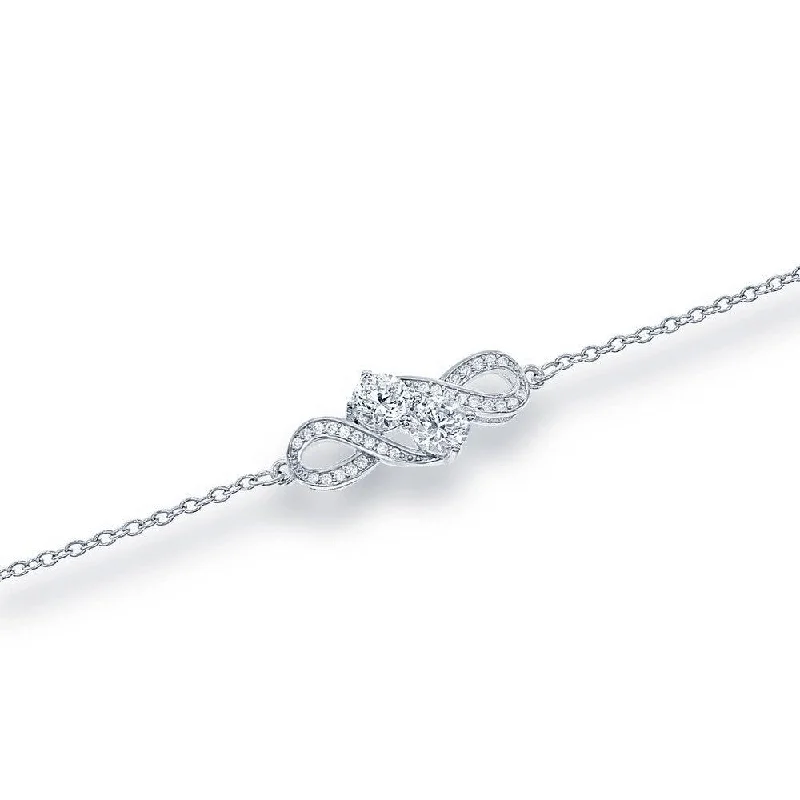 ladies bracelets popular-Sterling Silver "Us2gether" Overlapping Two-Stone CZ Bracelet