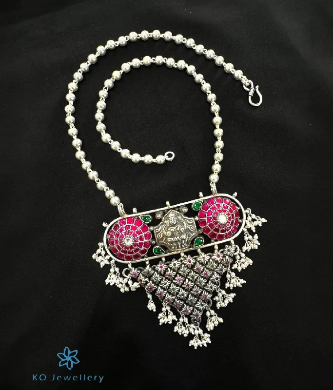 ladies necklaces wedding-The Amrita Silver Lakshmi  Kundan Necklace