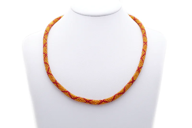 ladies necklaces textured-Garnet and Gold Necklace