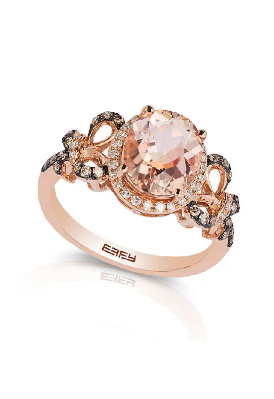 Ladies rings emerald brilliance -Blush 14K Rose Gold Morganite and Diamond Ring, 2.64 TCW