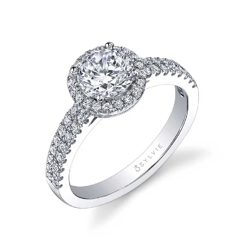 Ladies engagement rings bold radiance -Sylvie Classic Halo Engagement Ring SY854