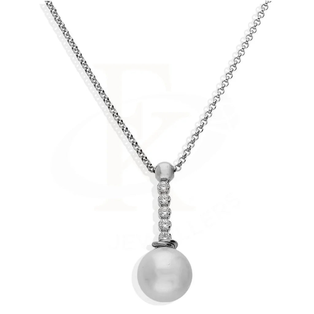 ladies necklaces tarnish free-Sterling Silver 925 Pearl Necklace - FKJNKLSL2259