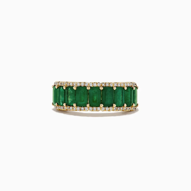 Ladies rings bunch glow -Brasilica 14K Yellow Gold Emerald and Diamond Ring, 2.55 TCW