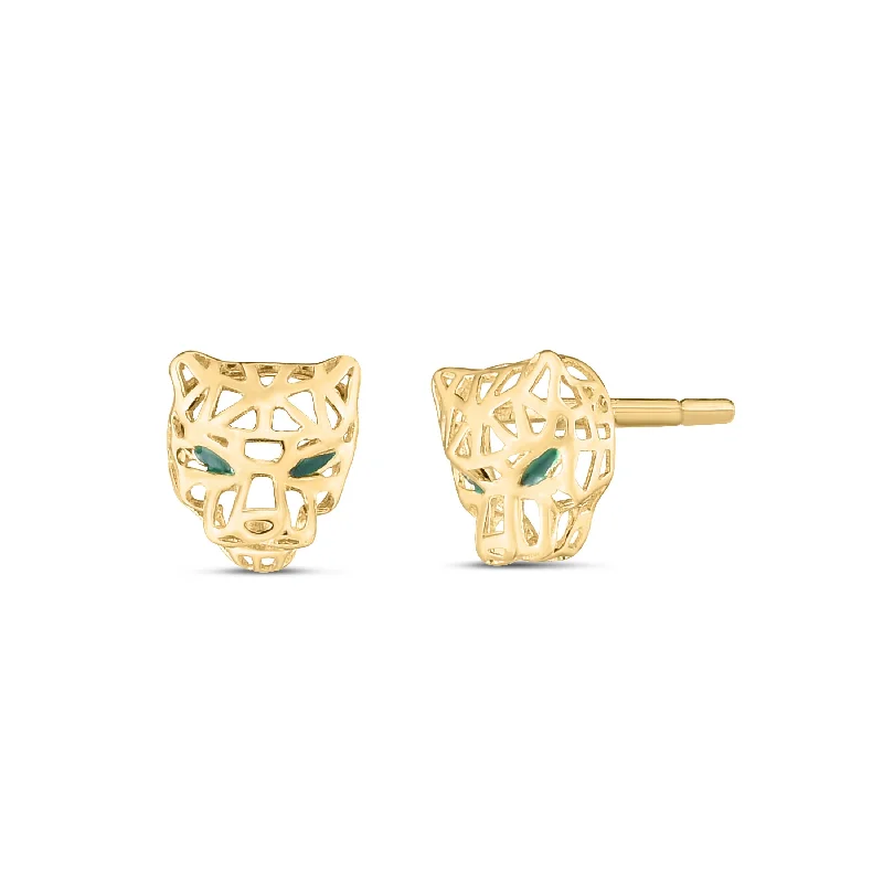 Ladies earrings soft glow studs -14K Panther Earrings