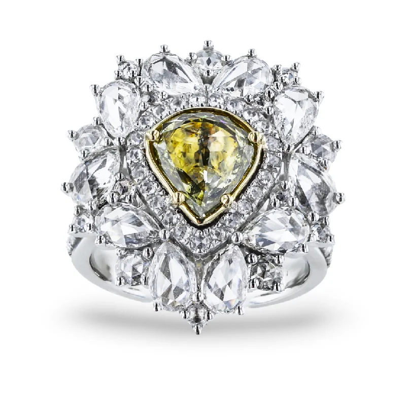 Ladies rings era charm -18KT WHITE GOLD 1.43CTW FANCY COLORED DIAMOND & 2.13CTW DIAMOND RING