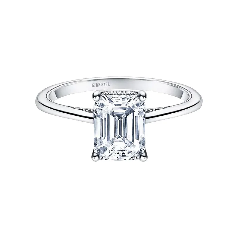 Ladies engagement rings ray charm -Hidden Halo Classic Solitaire Engagement Ring Setting