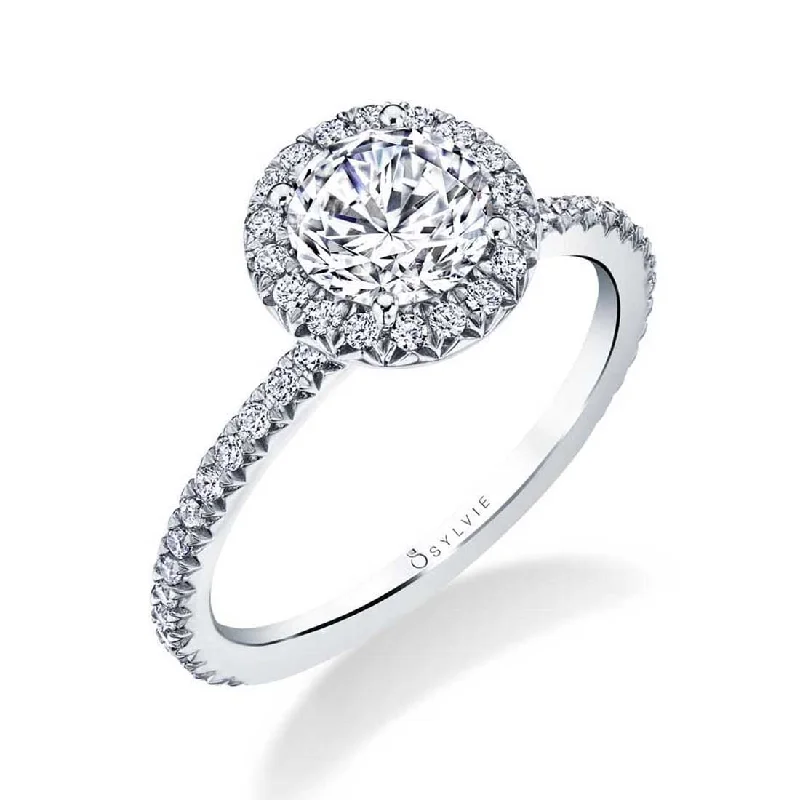 Ladies engagement rings dear charm -Sylvie Classic Halo Engagement Ring S1793