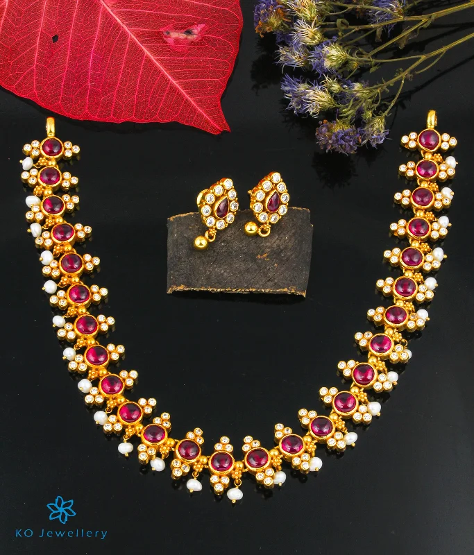 ladies necklaces forever-The Navita Silver Kempu Necklace