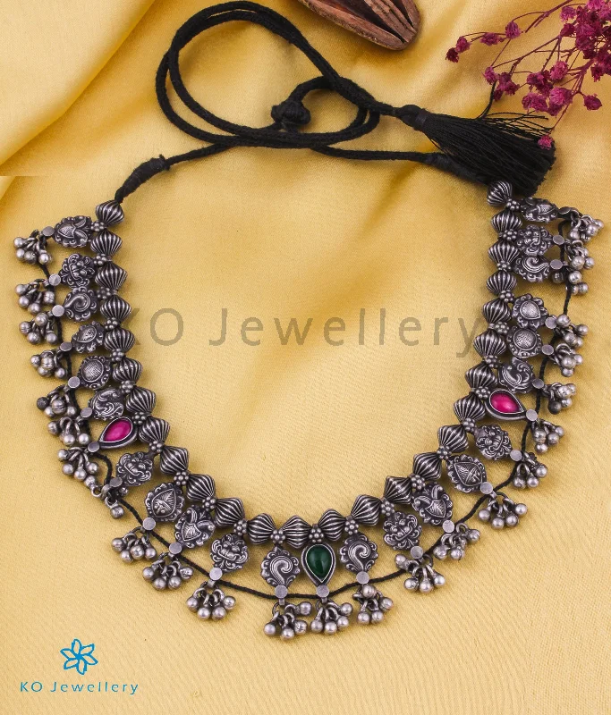 ladies necklaces cheap-The Tapti Silver Kolhapuri Saaj Necklace