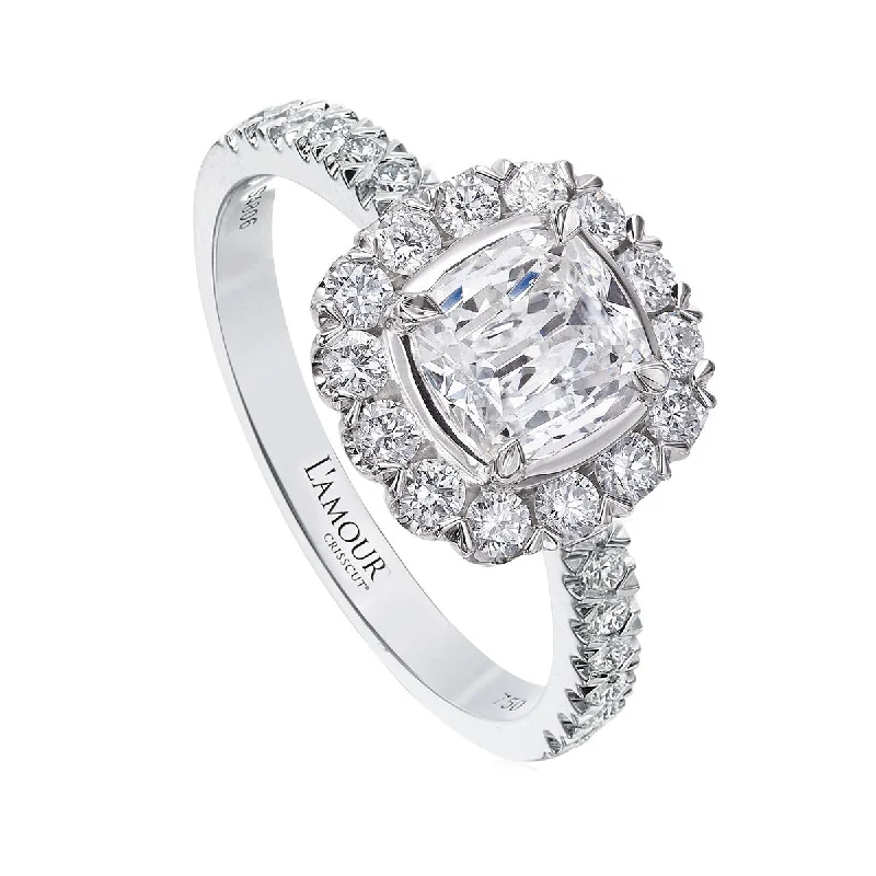 Ladies engagement rings web shine ring -Crisscut Diamond Halo Engagement Ring