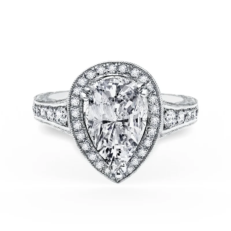 Ladies engagement rings date radiance -Elegant Pear Halo Diamond Engagement Ring Setting